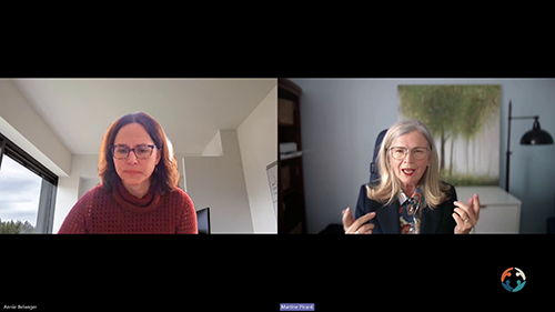 Video thumbnail showing Annie Bélanger interviewing Martine Picard about exit profiles